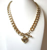 Retro Chunky Gold Toned Links Heart Necklace 112020