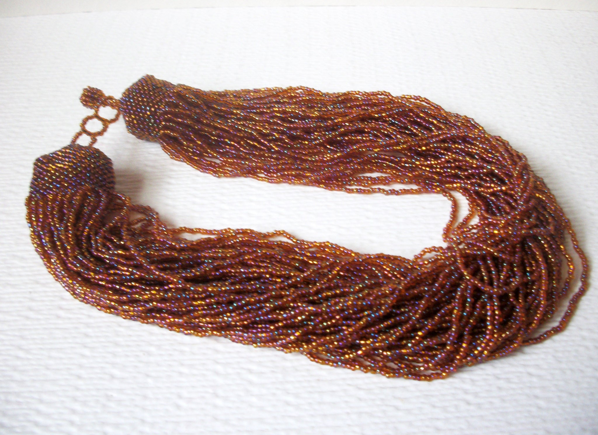 Vintage Gold Amber Toned Glass Seed Beads Necklace 112020