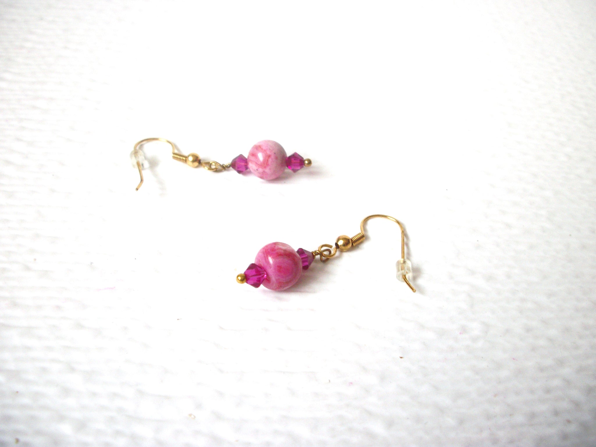 Retro Rose Fuchsia Glass Earrings 112120