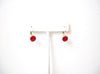 Retro Silver Toned Red Rhinestone Earrings 112120