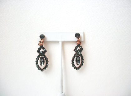 Vintage Dark Green Rhinestone Earrings 112120
