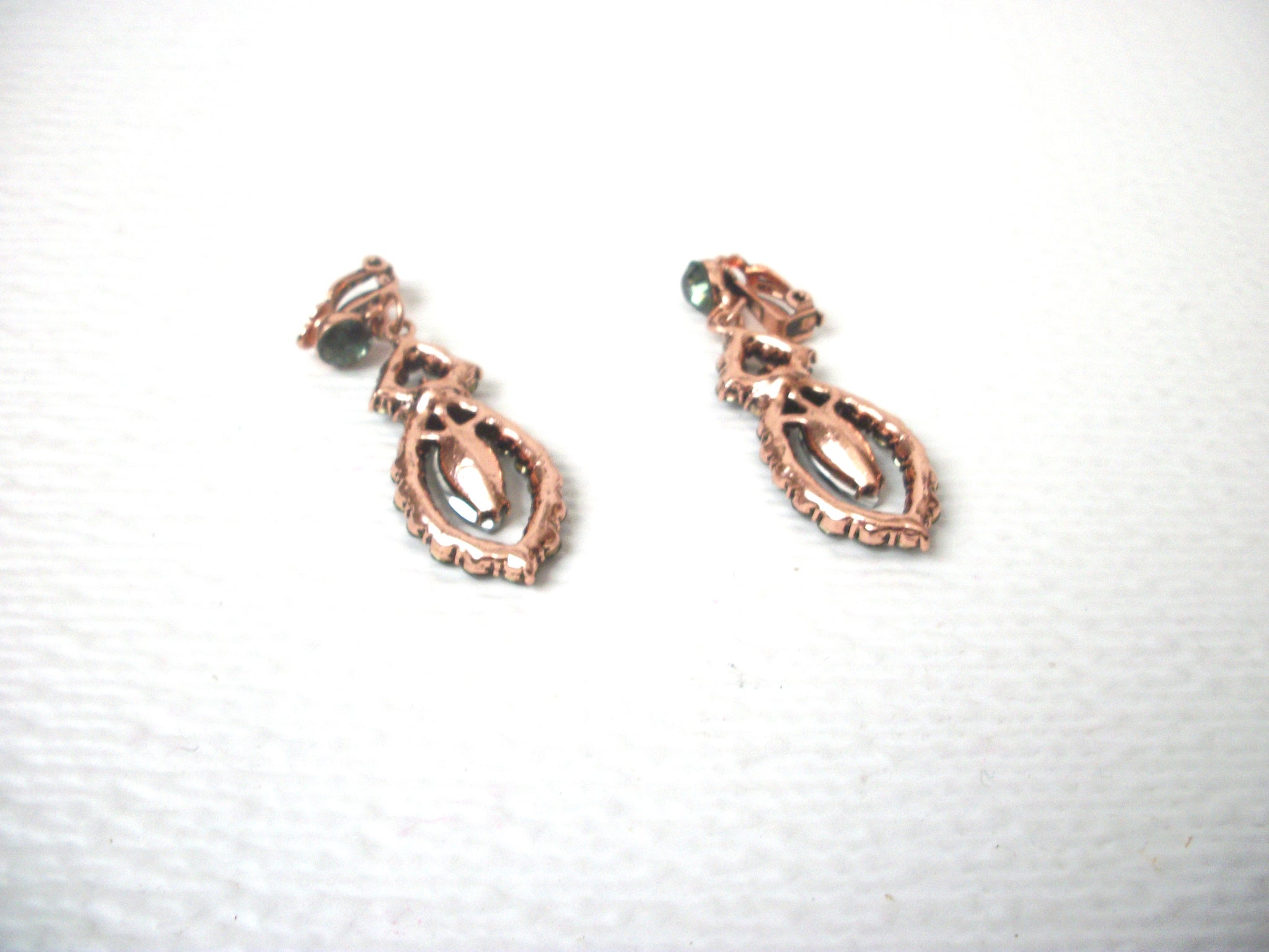 Vintage Dark Green Rhinestone Earrings 112120