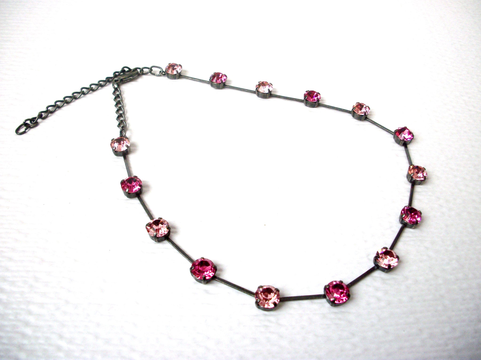 Vintage Pink Fuchsia Rhinestone Necklace 112220