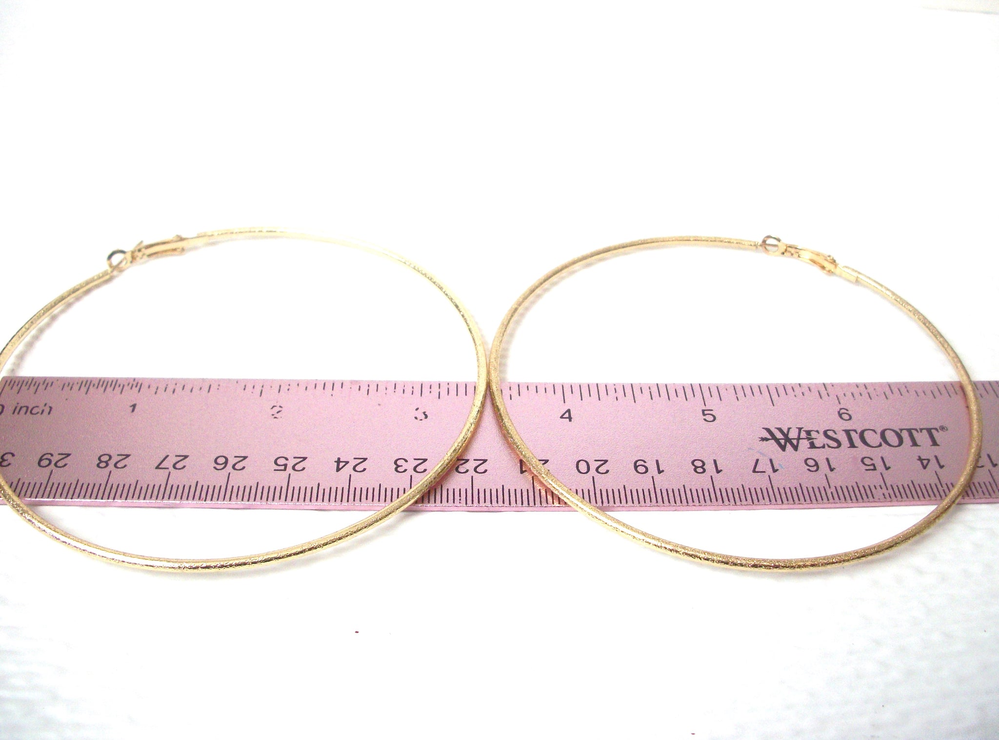 Retro 1970s Large Thin Hoop Earrings 112320