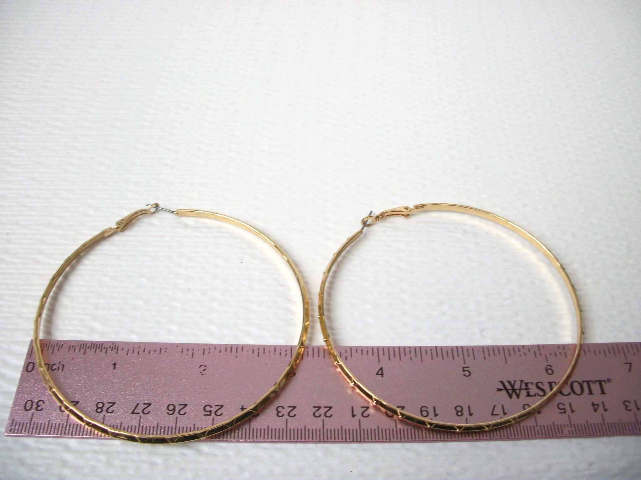 Retro 1970s Large Thin Hoop Earrings 112320