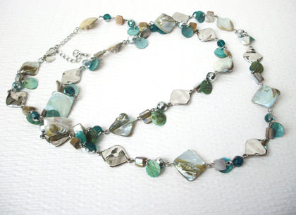 Vintage Designer Glass Paua Abalone Shell Necklace 112320