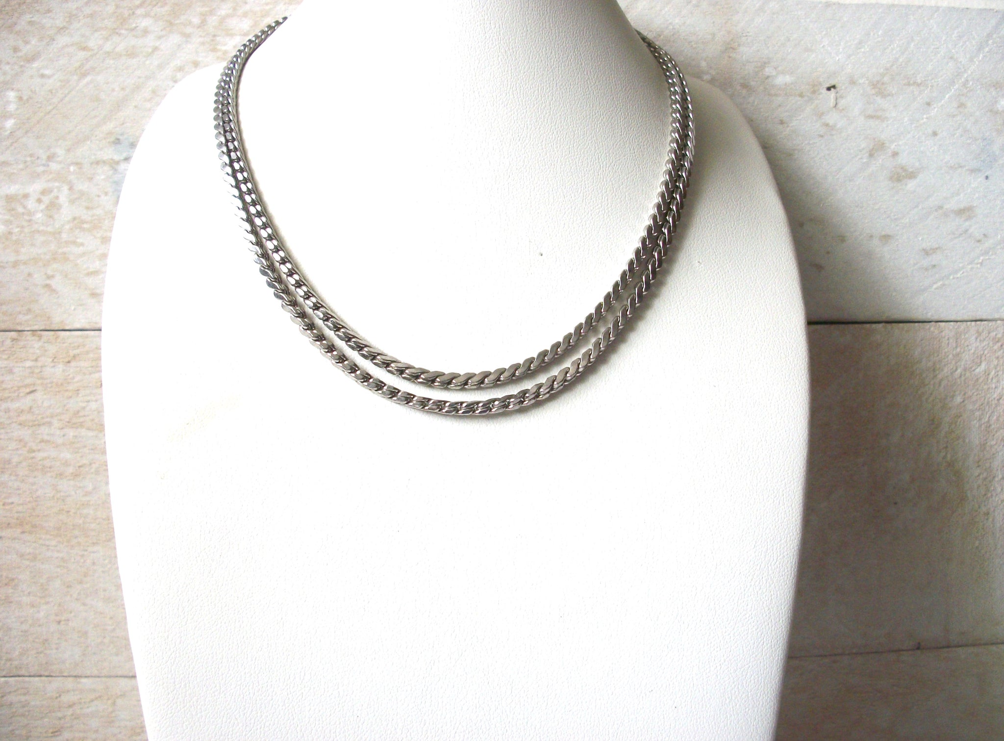 Retro Silver Toned Chain Necklace 51820