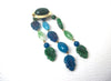 Vintage Green Blue Leaves Brooch Pin 112120