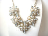Retro Designer Clear Rhinestone Glass Pearl Statement Necklace 112220