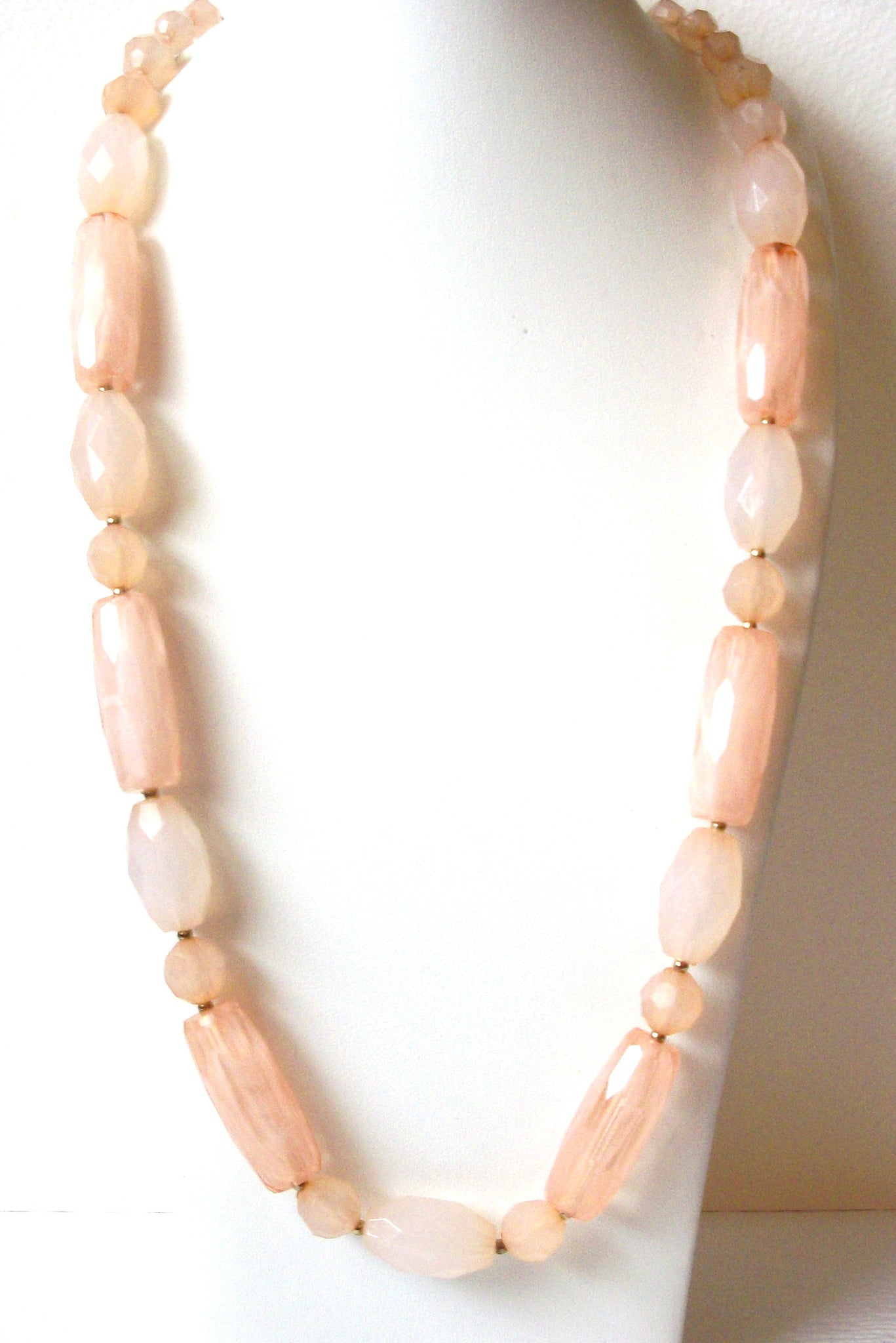 Retro 1980s Long Light Coral Necklace 112420