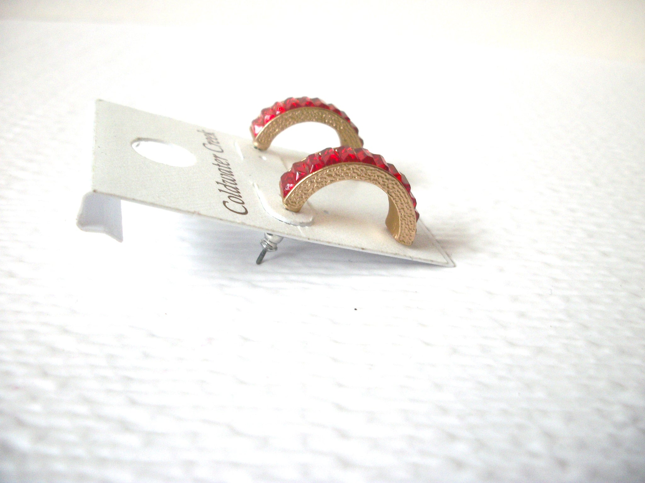 Vintage Coldwater Creek Gold Red Hoop Earrings 112520