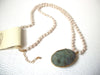 Vintage Coldwater Creek Pink Glass Stone Pendant Necklace  112520