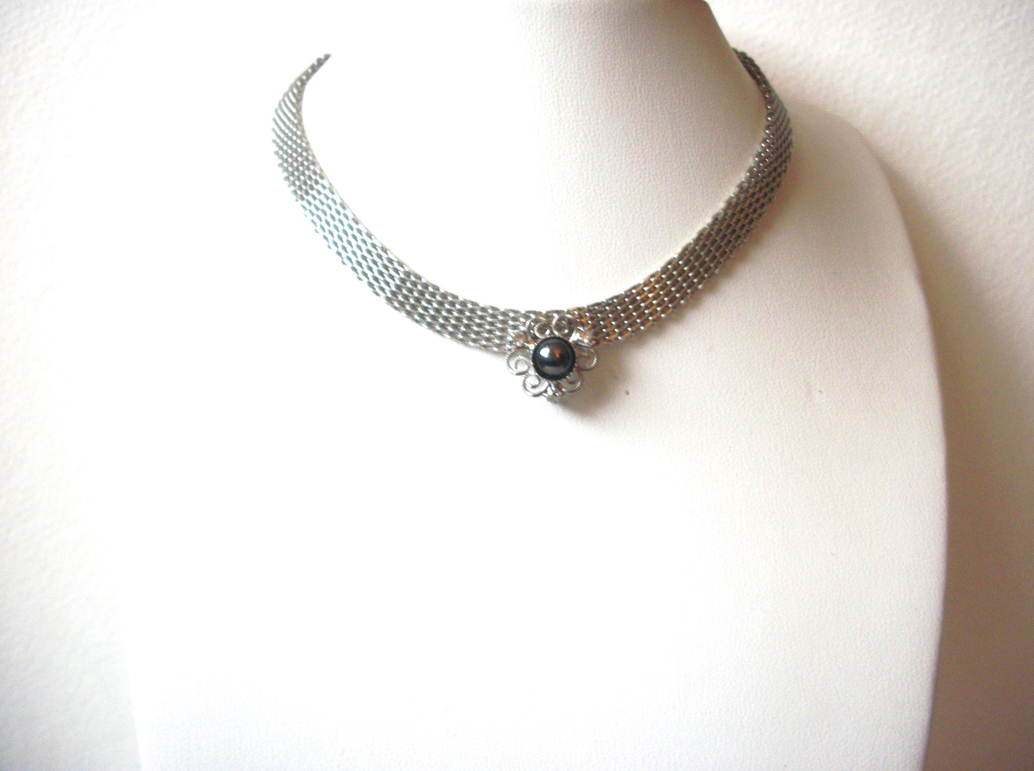 Vintage Act II Silver Toned Hematite Choker Necklace 112520