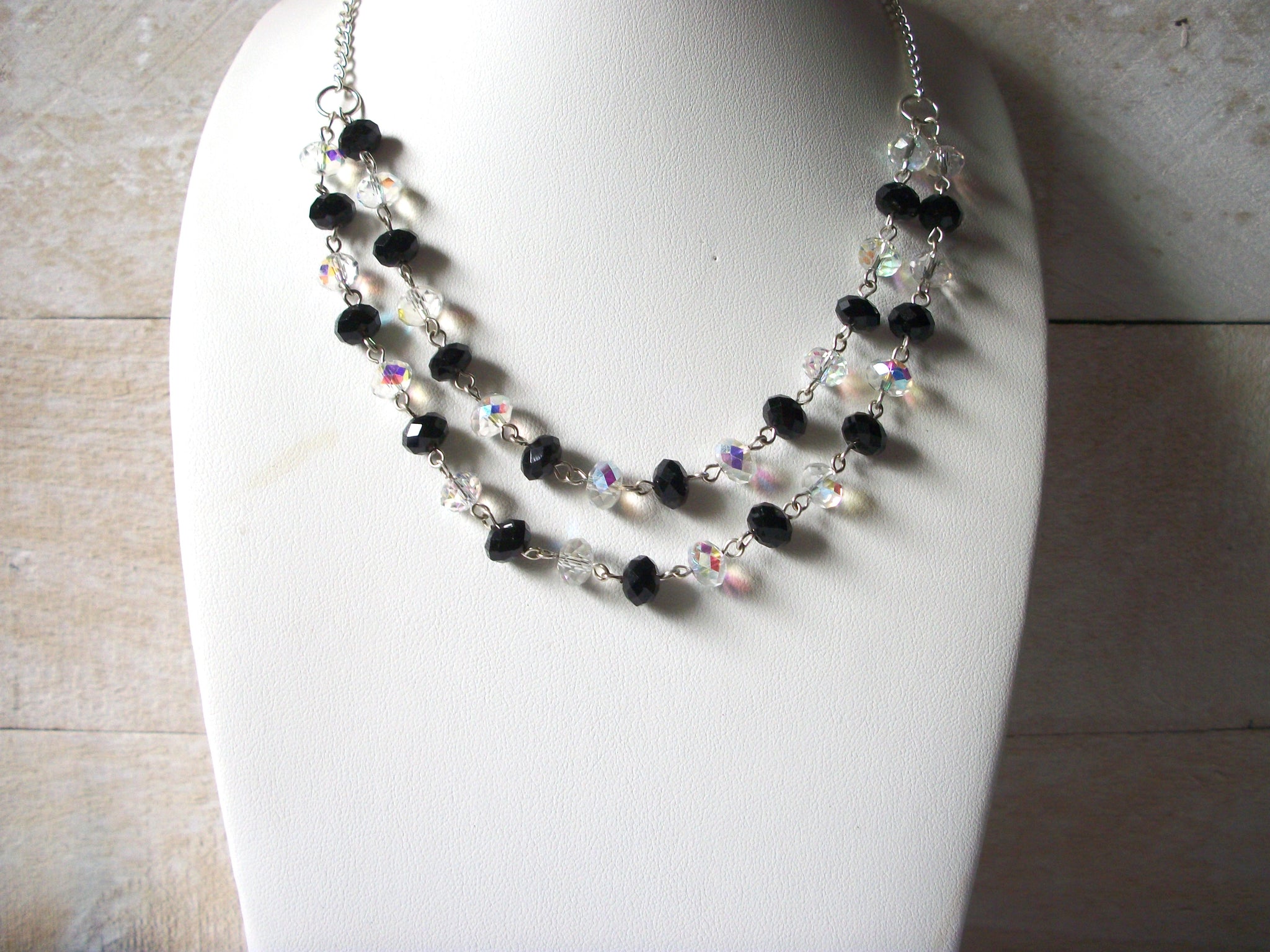 Black Clear Czech Glass Necklace 52020