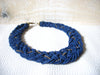 Vintage Blue Micro Glass Beads Collar Necklace 52020