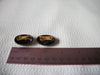 Vintage 1950 Olive Gold Burgundy Old Plastic Earrings 52020