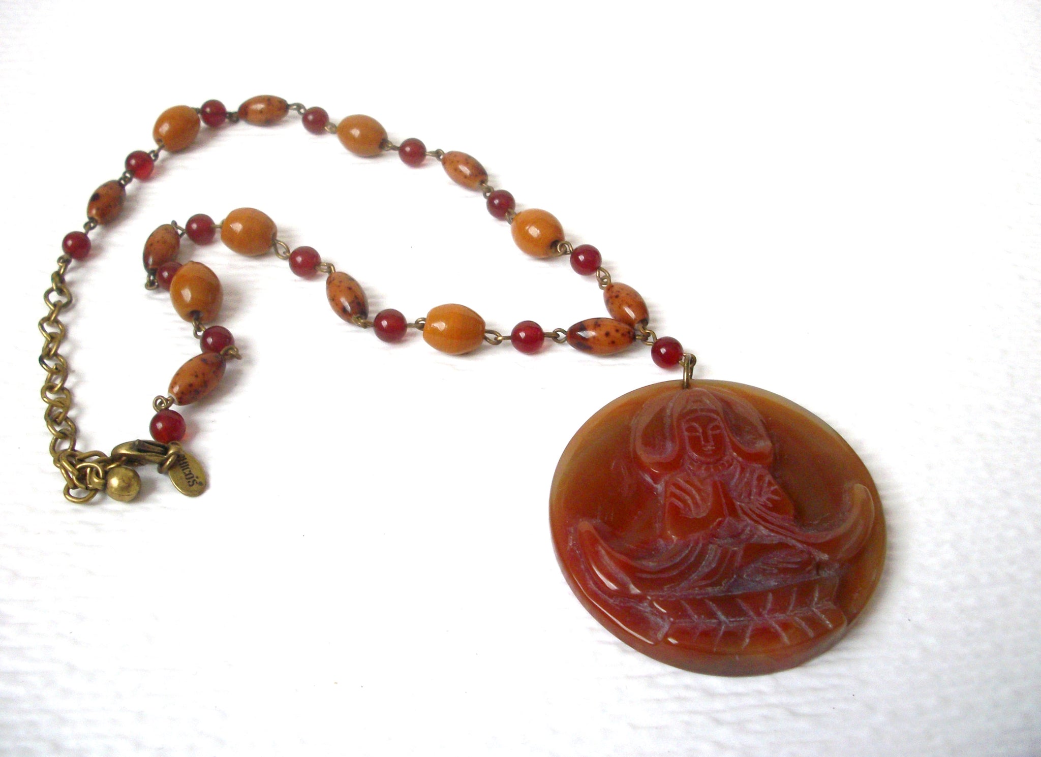 Vintage Rare Chico's Natural Stone Goddess Necklace 112920