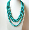Long Retro Blue Turquoise Glass Beads Necklace 112620