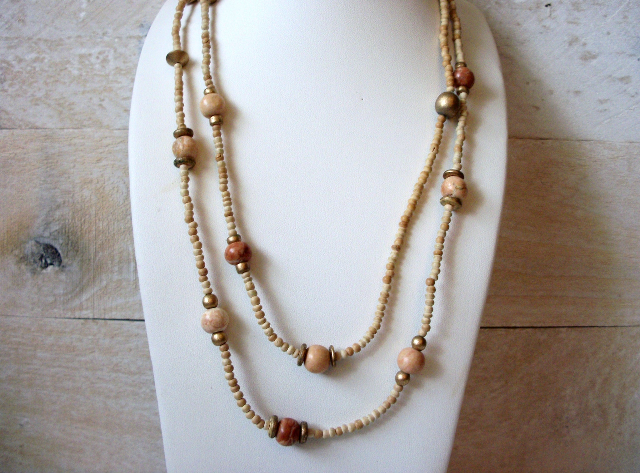 Retro Wood Stone Necklace 52320