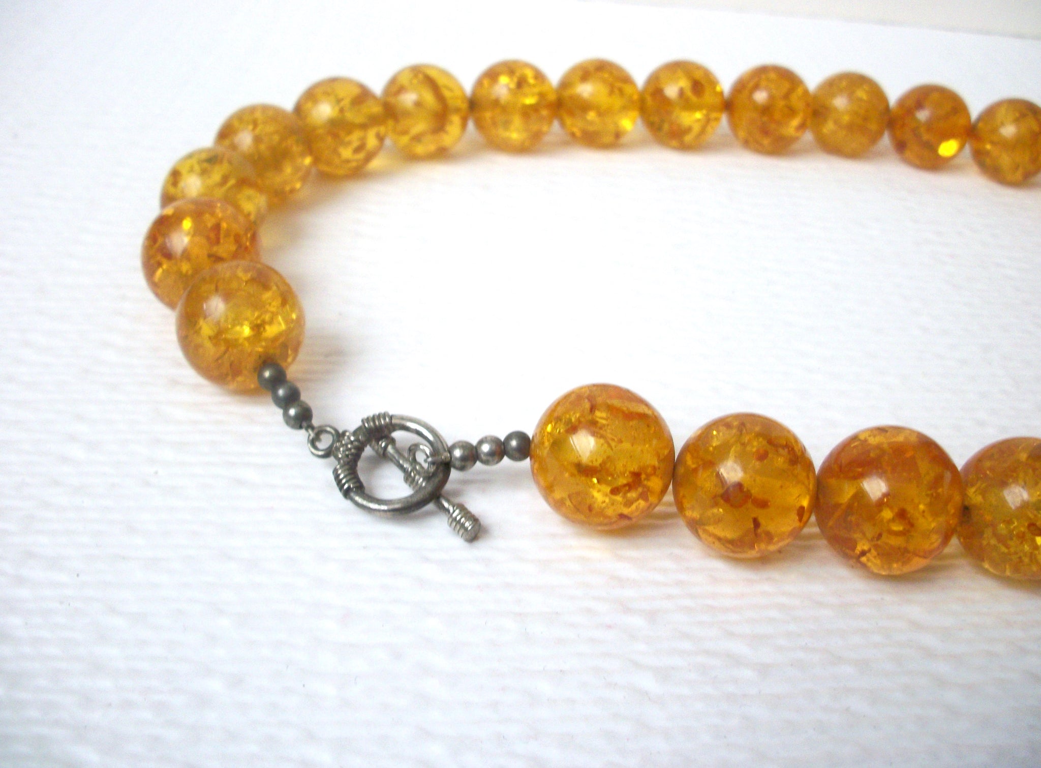 Retro Amber Honey Lucite Necklace 112720
