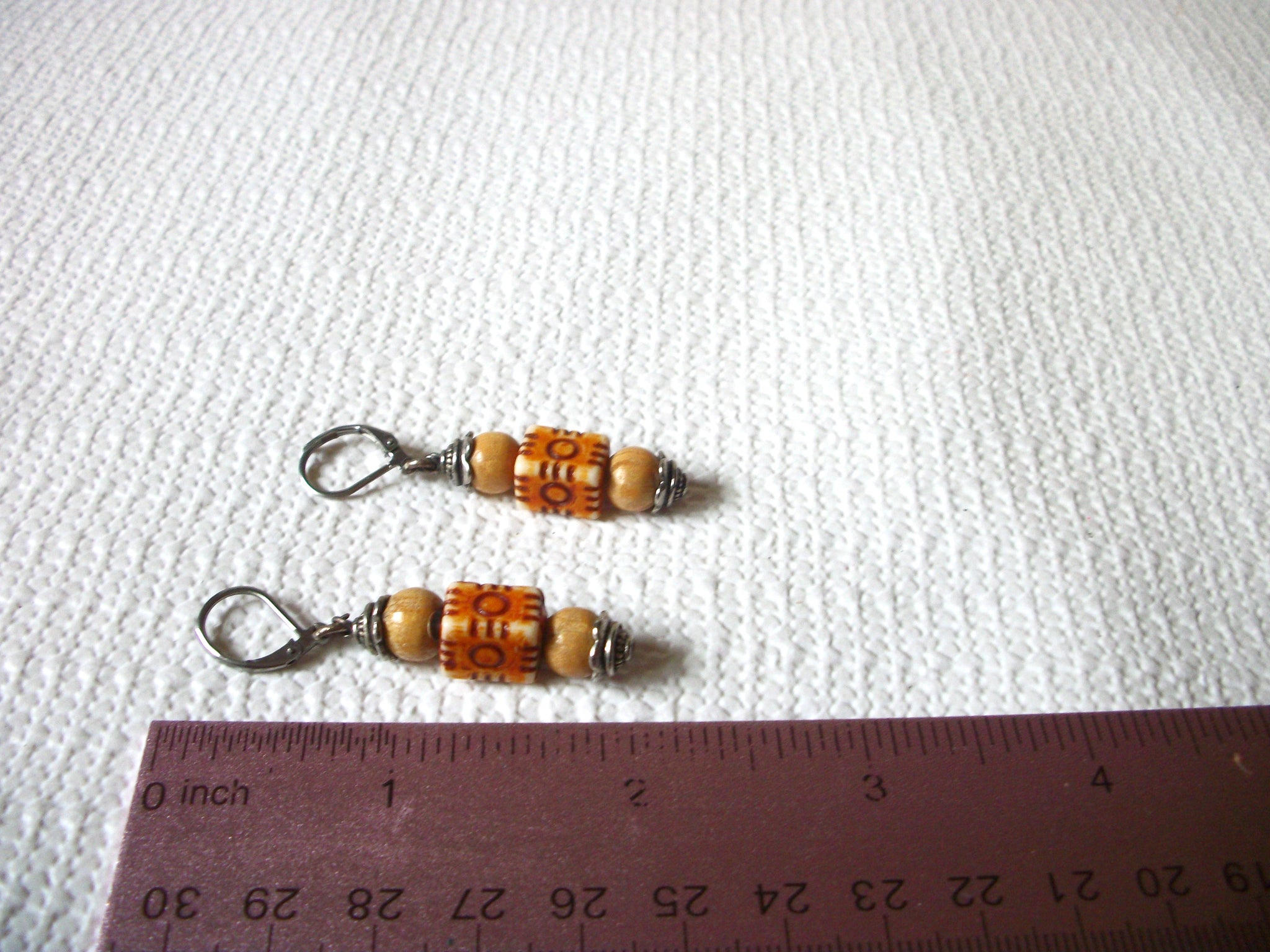 Bohemian Carved Wood Earrings 52320