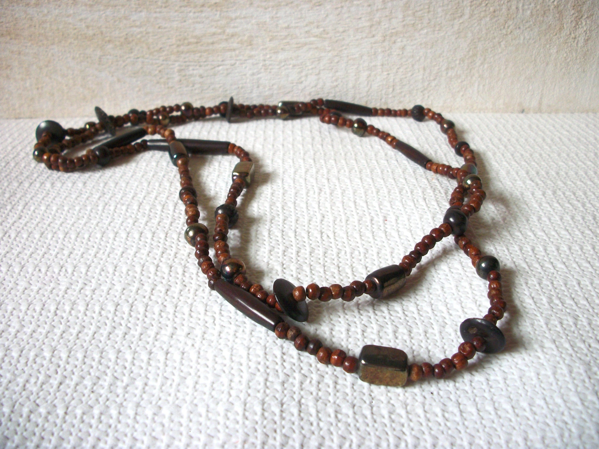 Bohemian Distressed Wood Necklace 52420
