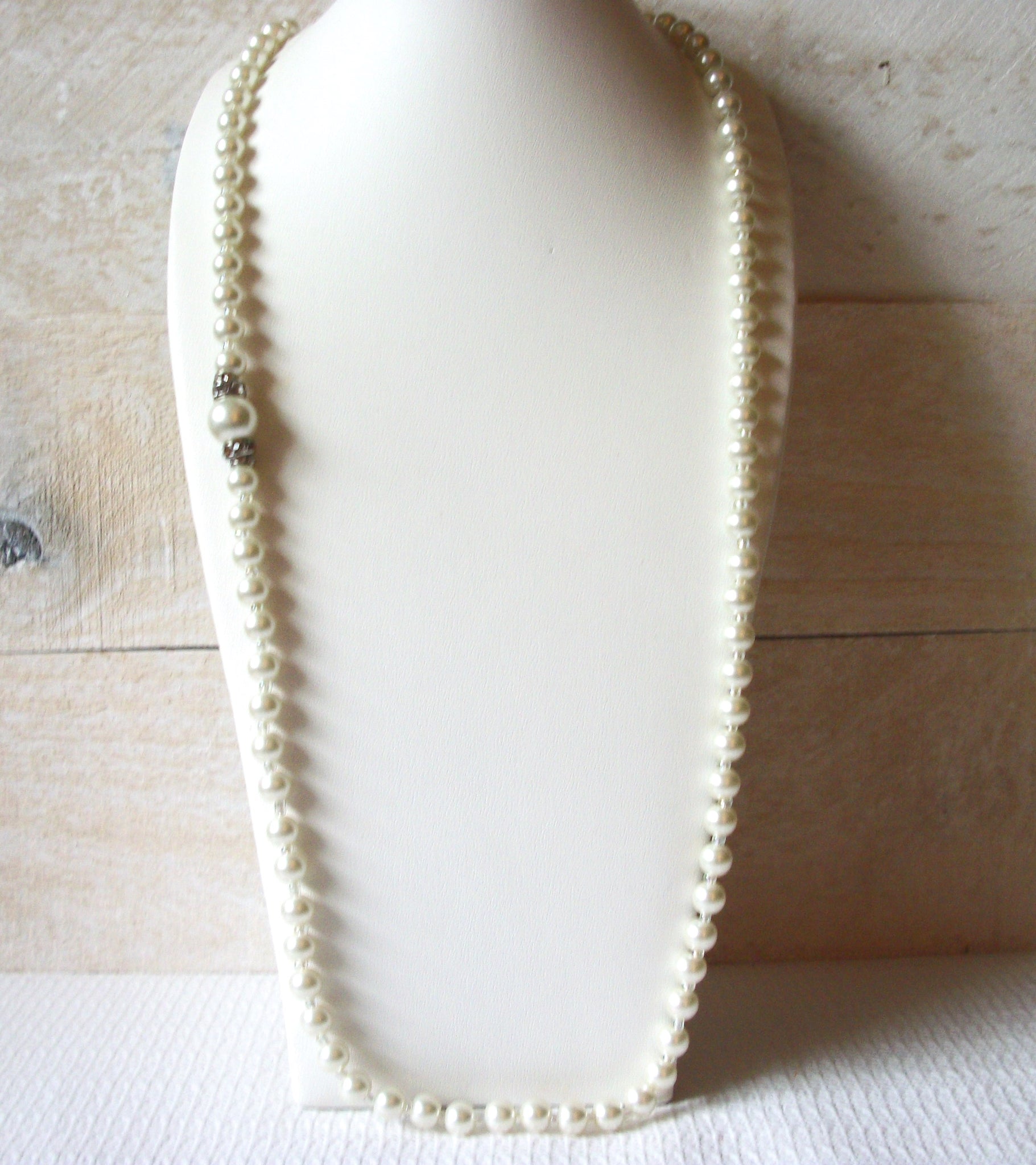 42 Inch Glass Pearl Rhinestones Necklace 52520