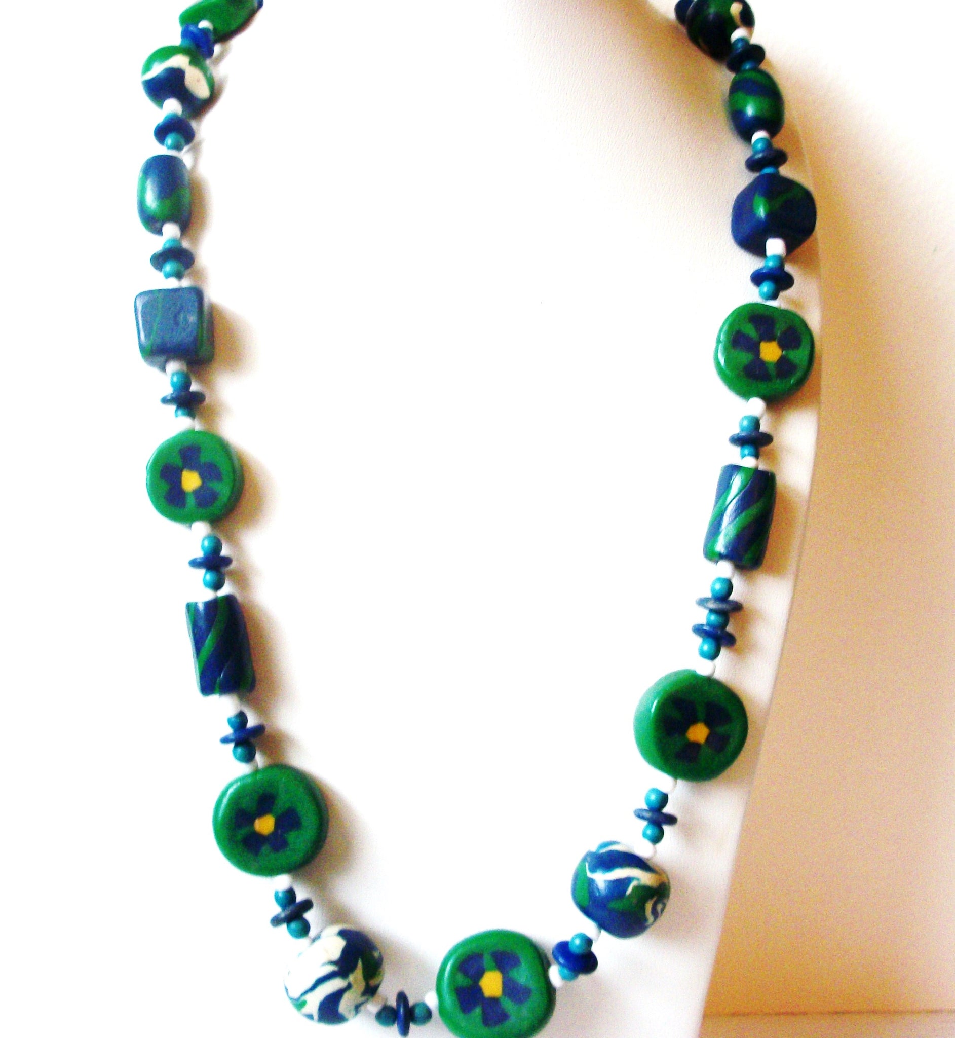 Vintage Chunky Fimo Clay Green Necklace 120220