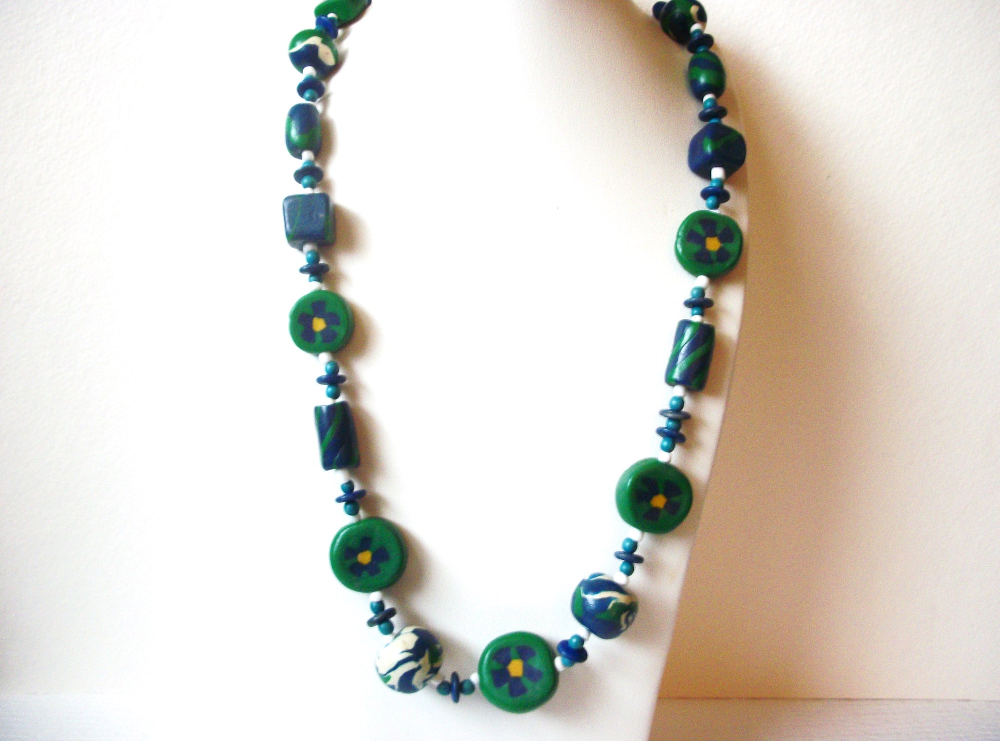 Vintage Chunky Fimo Clay Green Necklace 120220