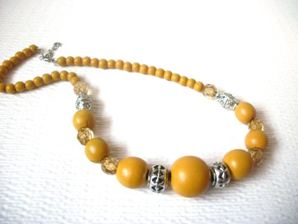 Bohemian Gold Silver Wood Necklace 120120