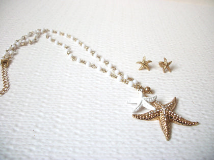 Retro Starfish Necklace Earrings 120320