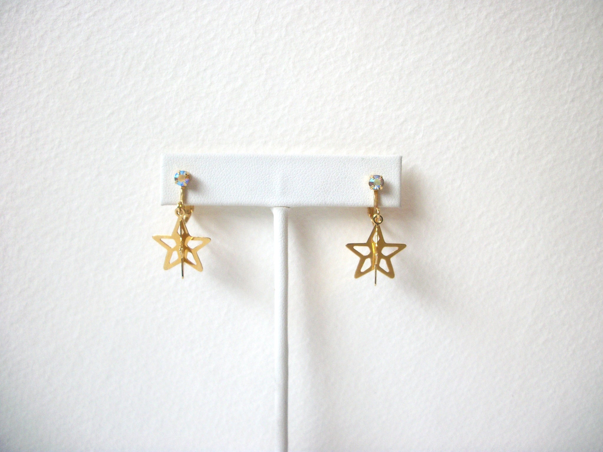 Vintage AB Crystal Star Stud Earrings 120320