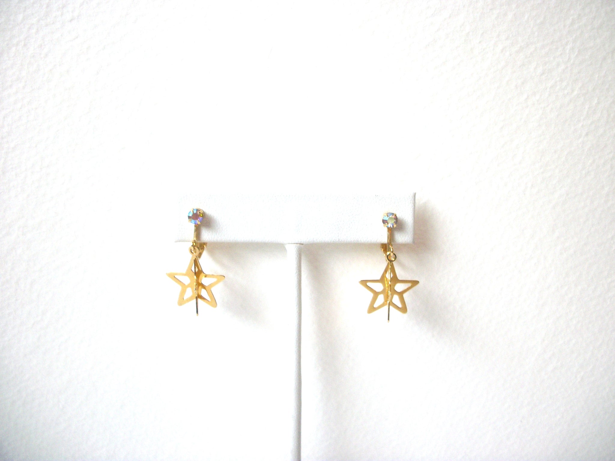 Vintage AB Crystal Star Stud Earrings 120320