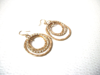 Retro Matte Gold Toned Rhinestone Dangle Earrings 120320