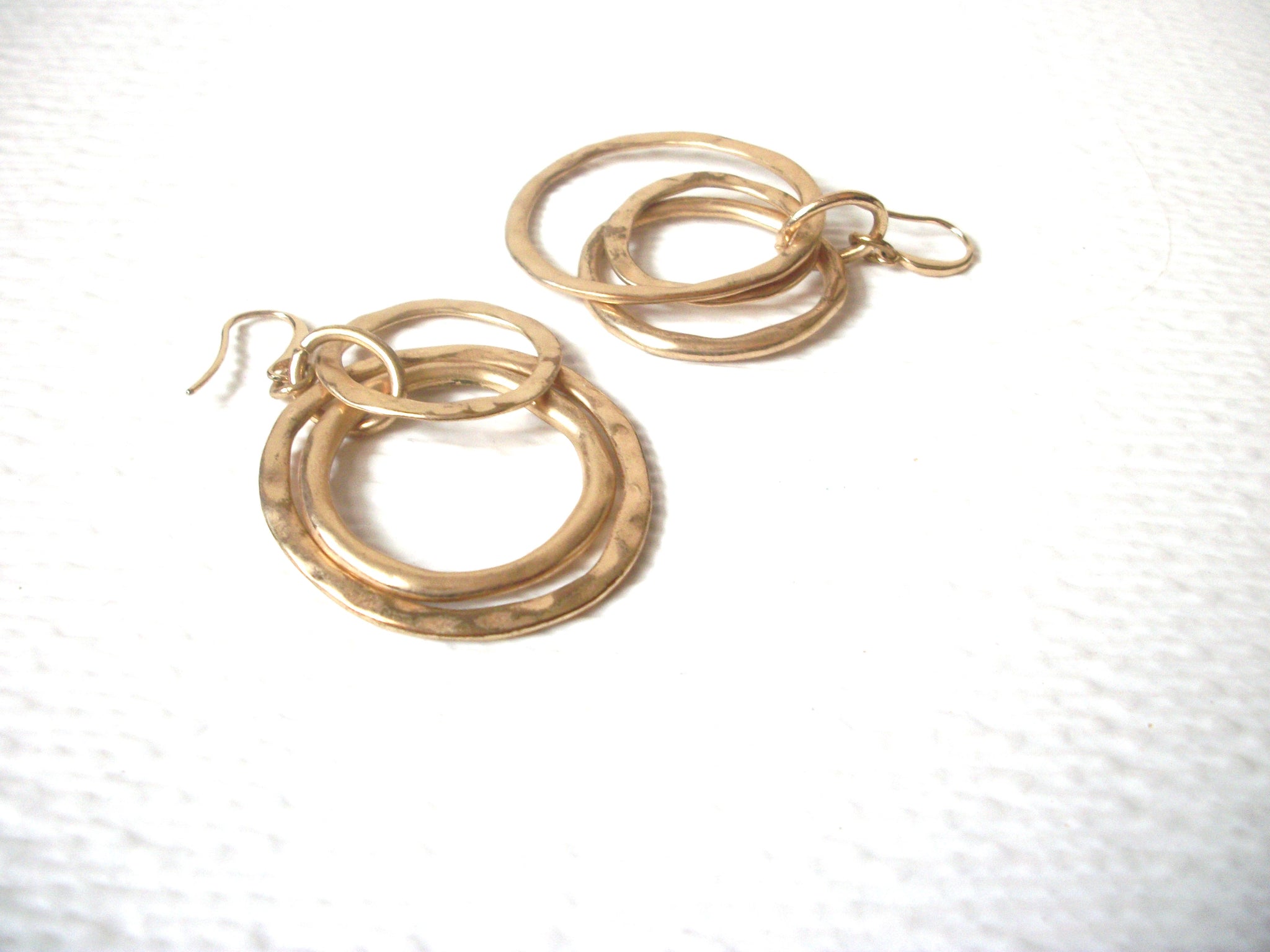 Retro Matte Gold Toned Rhinestone Dangle Earrings 120320