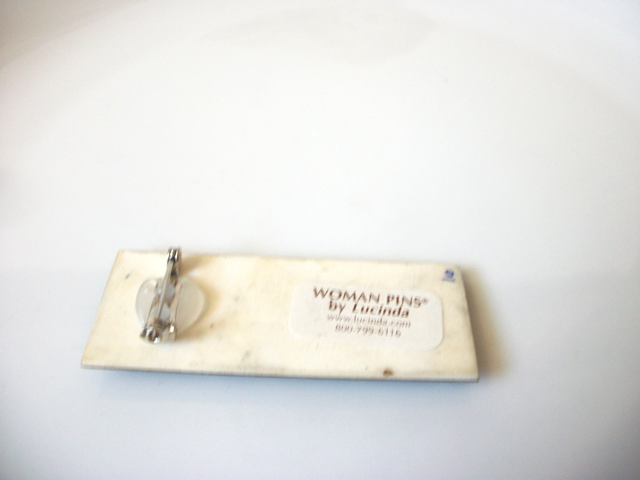 Vintage Pin Lucinda Yates Designs "Woman Pin" Choosing Which Hat to Wear Cute!