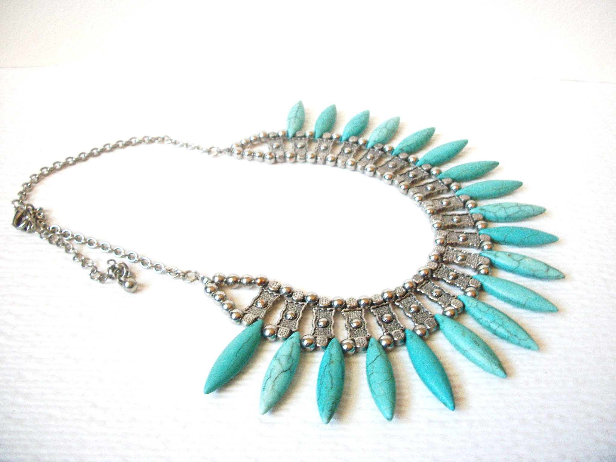 Vintage Southwestern Stone Spear Rhinestone Statement Necklace 120420