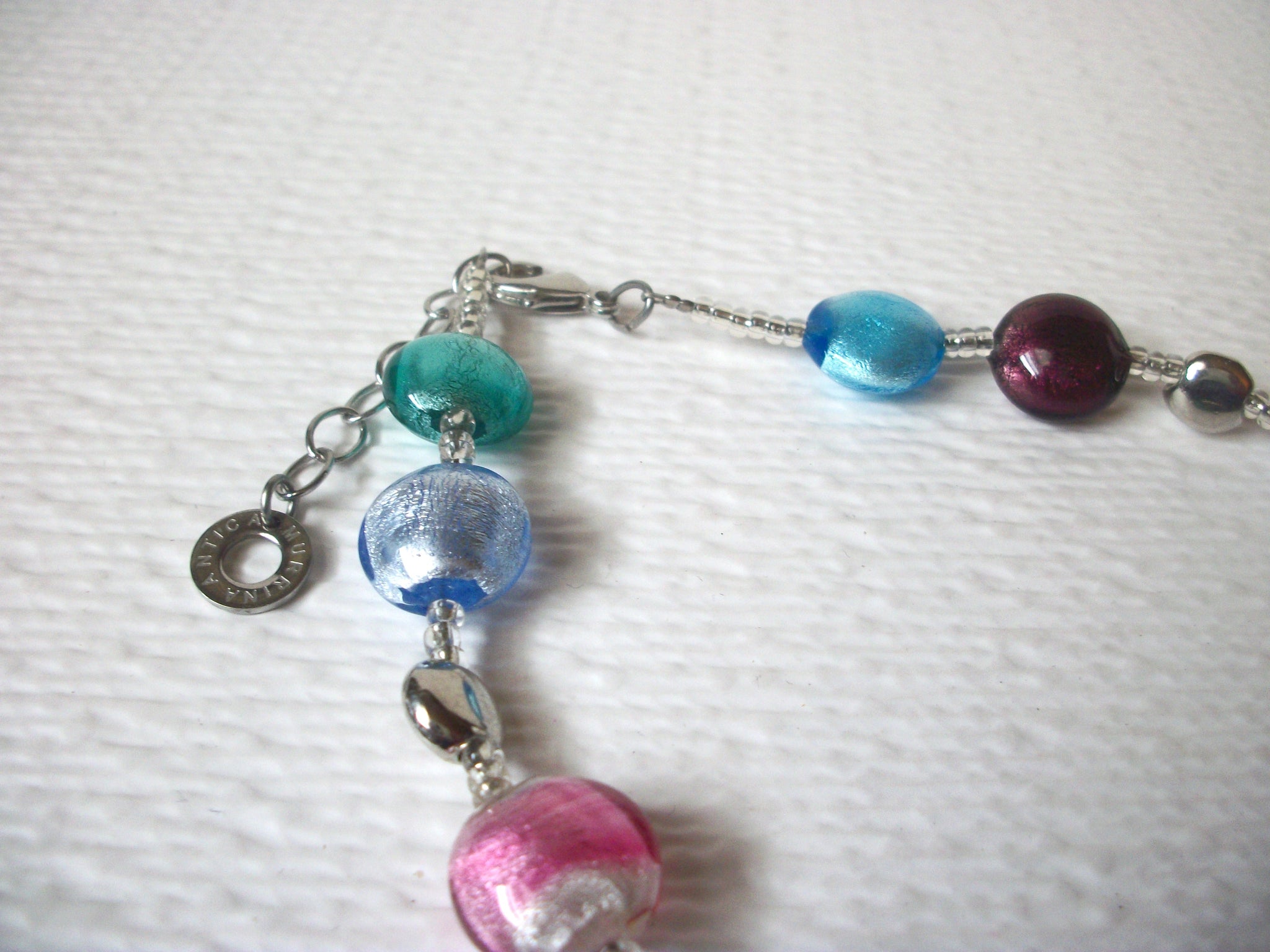 Retro Colorful Murano Foil Glass Necklace 120520
