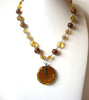 Retro Brown Amber Murano Foil Glass Necklace 120520