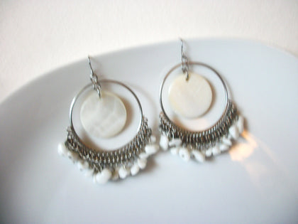 Vintage Gypsy Mother Of Pearl Shell Earrings 40420