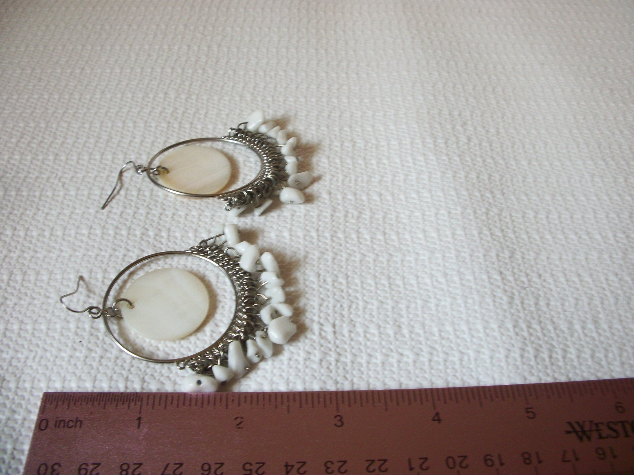 Vintage Gypsy Mother Of Pearl Shell Earrings 40420