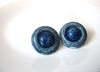 Retro Marbleized Blue Plastic Dome Earrings 120520 T