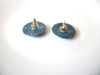 Retro Marbleized Blue Plastic Dome Earrings 120520
