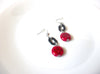 Red Black Murano Glass Earrings 120520
