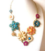 Retro Colorful Floral Statement Necklace 120520