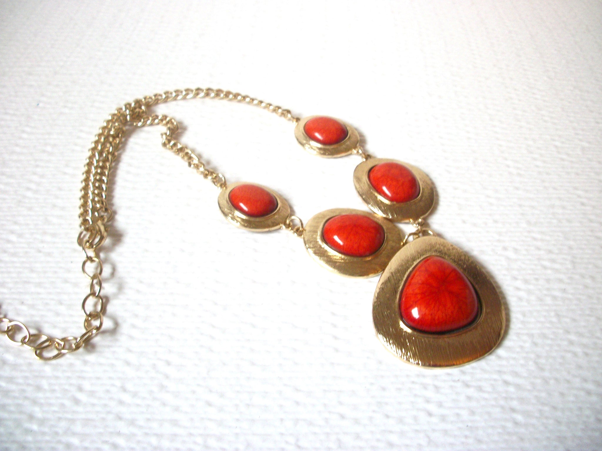 Retro Gold Orange Statement Necklace 120620