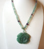 Green Aventurine Semi Precious Stone Flower Necklace 120520