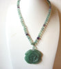 Green Aventurine Semi Precious Stone Flower Necklace 120520