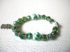 Green Czech Glass Owl Bracelet 120620