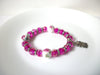 Fuchsia Pink Czech Glass Owl Bracelet 120620